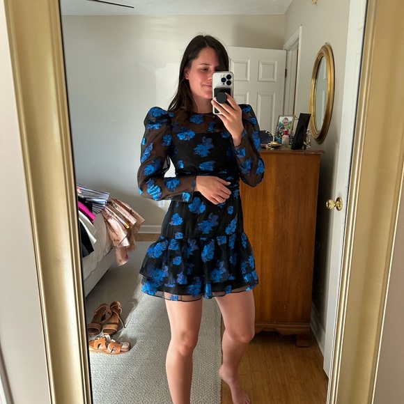 ZARA black and blue metallic mini dress | Size XS - Picture 3 of 10